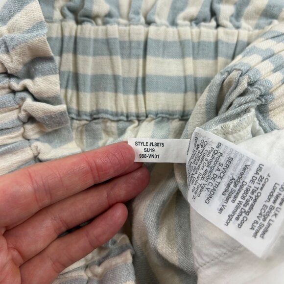 Madewell Light Blue Stripe Linen Blend Huston Relaxed Leg Cropped Pant M - Picture 6 of 8